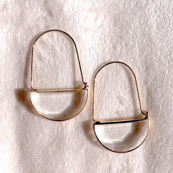 Stunning Half-Moon Crystal Drop Earrings - Gold Wire - Picture 1 of 8